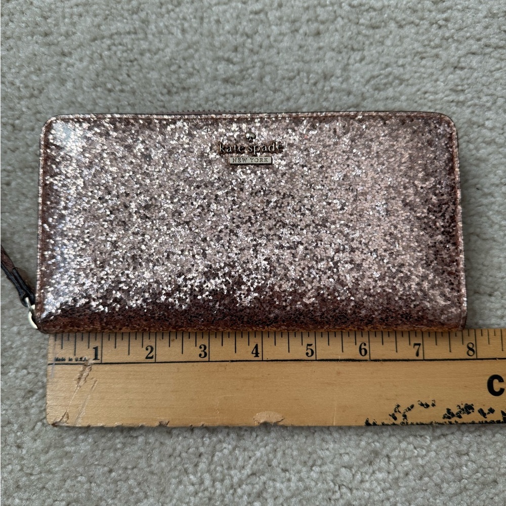 kate spade Rose Gold Glitter Zip Wallet - Picture 7 of 8